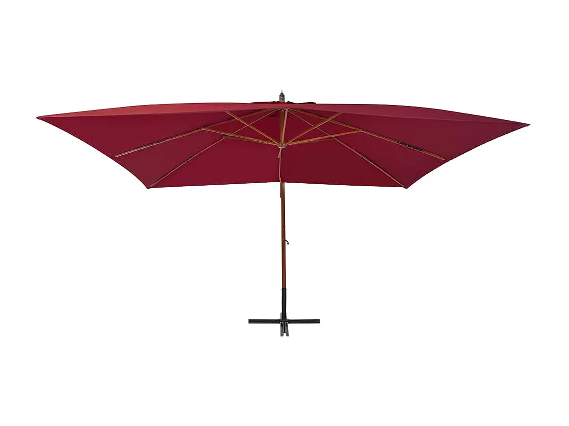 Parasol en porte-à-faux avec mât en bois 400x300 Bordeaux