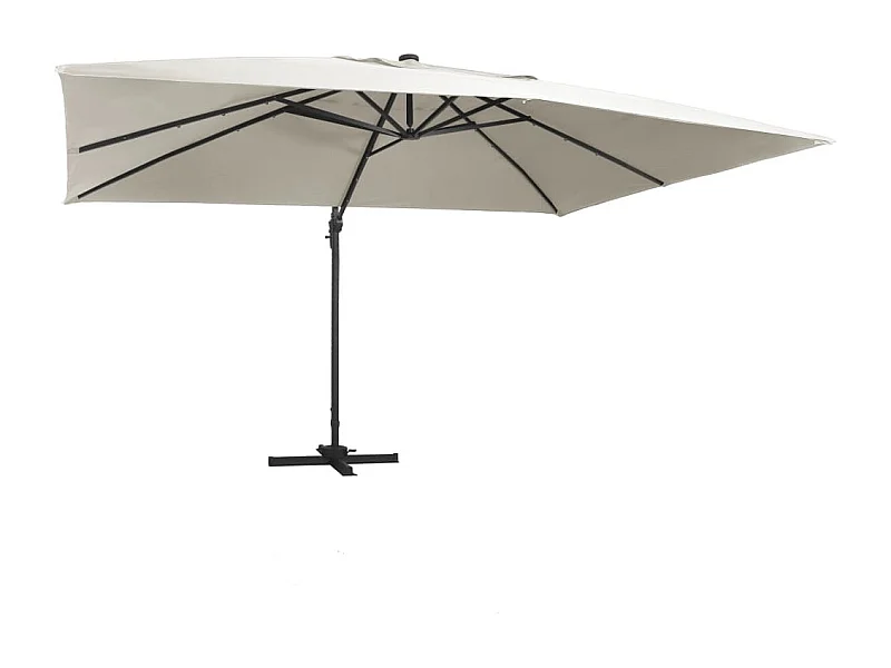 Parasol déporté avec lumières LED Aluminium 400x300 Sable