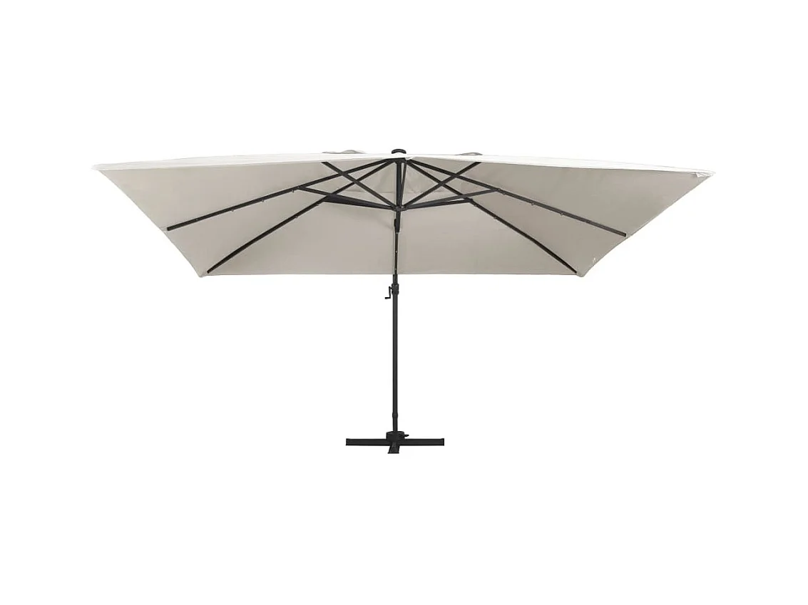 Parasol déporté avec lumières LED Aluminium 400x300 Sable