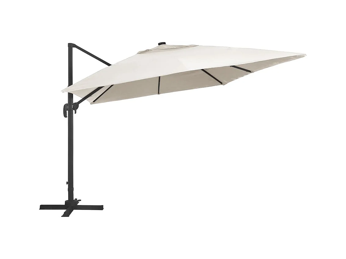 Parasol déporté avec lumières LED Aluminium 400x300 Sable