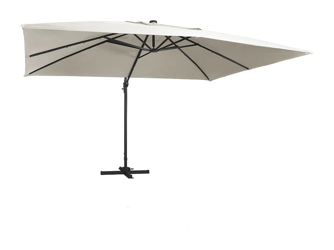 Parasol déporté avec lumières LED Aluminium 400x300 Sable