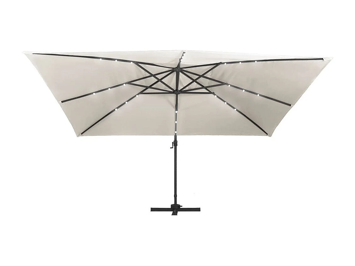 Parasol déporté avec lumières LED Aluminium 400x300 Sable
