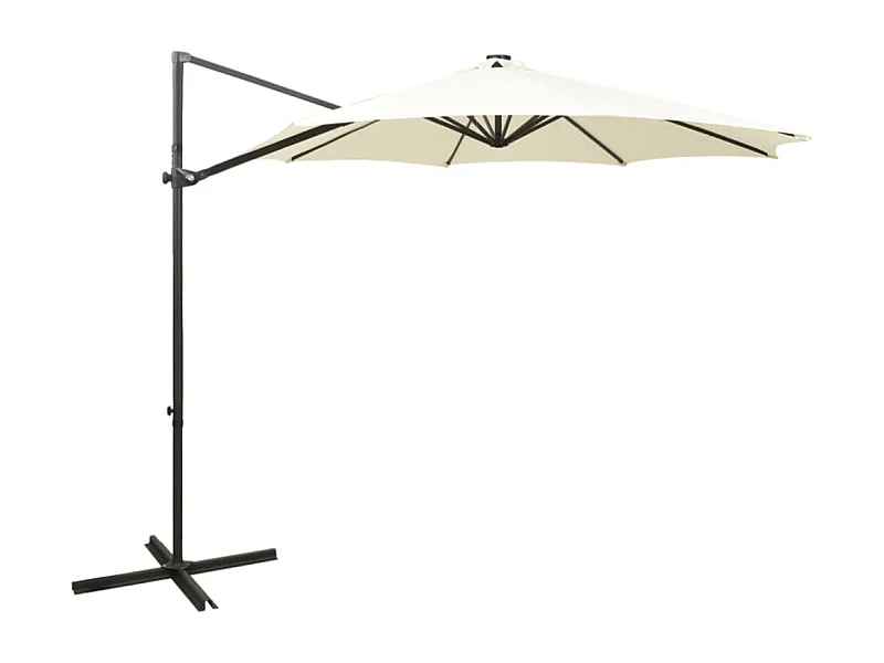 Parasol déporté avec mât et lumières LED Sable 300cm 3
