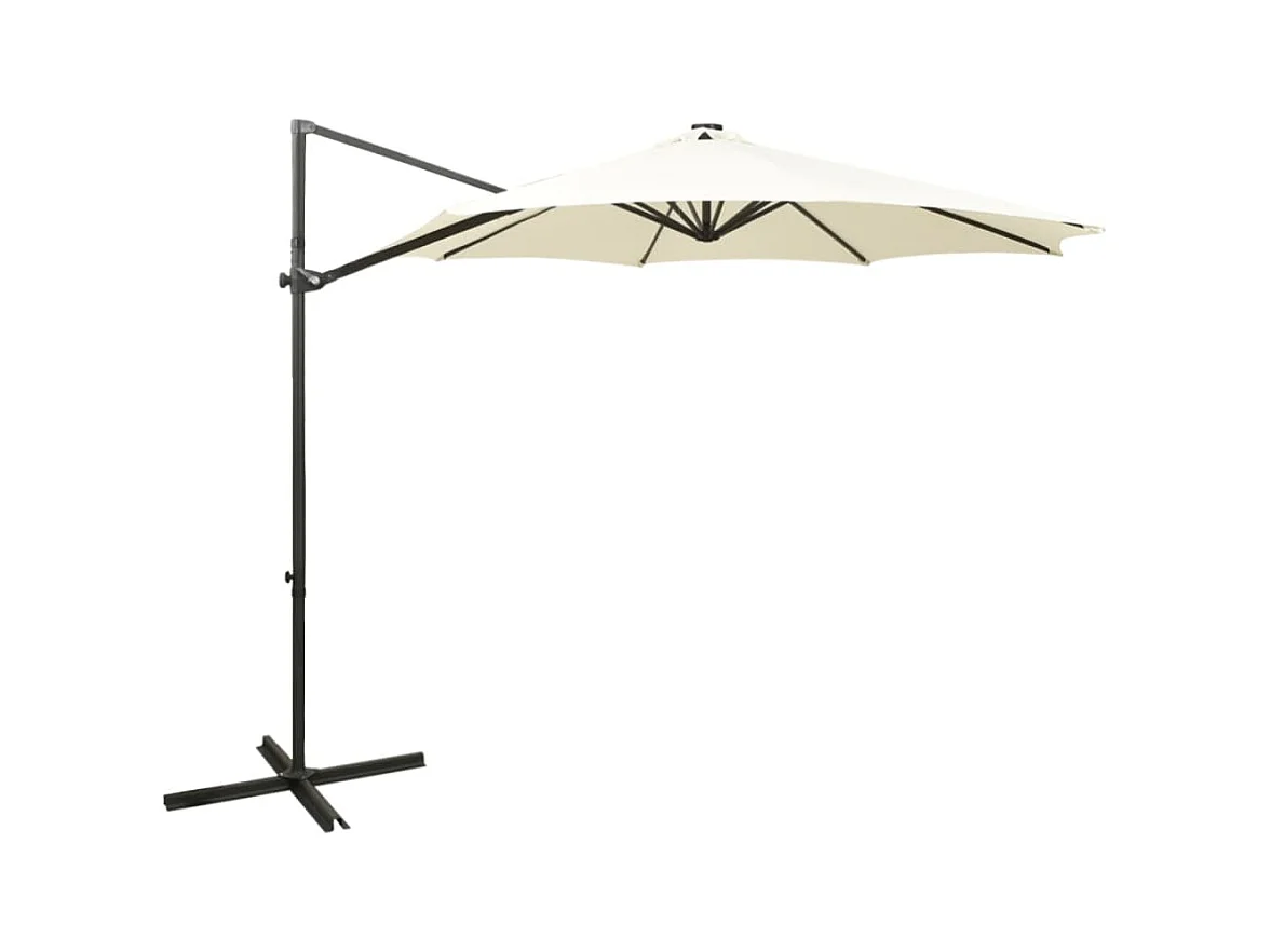 Parasol déporté avec mât et lumières LED Sable 300cm 3