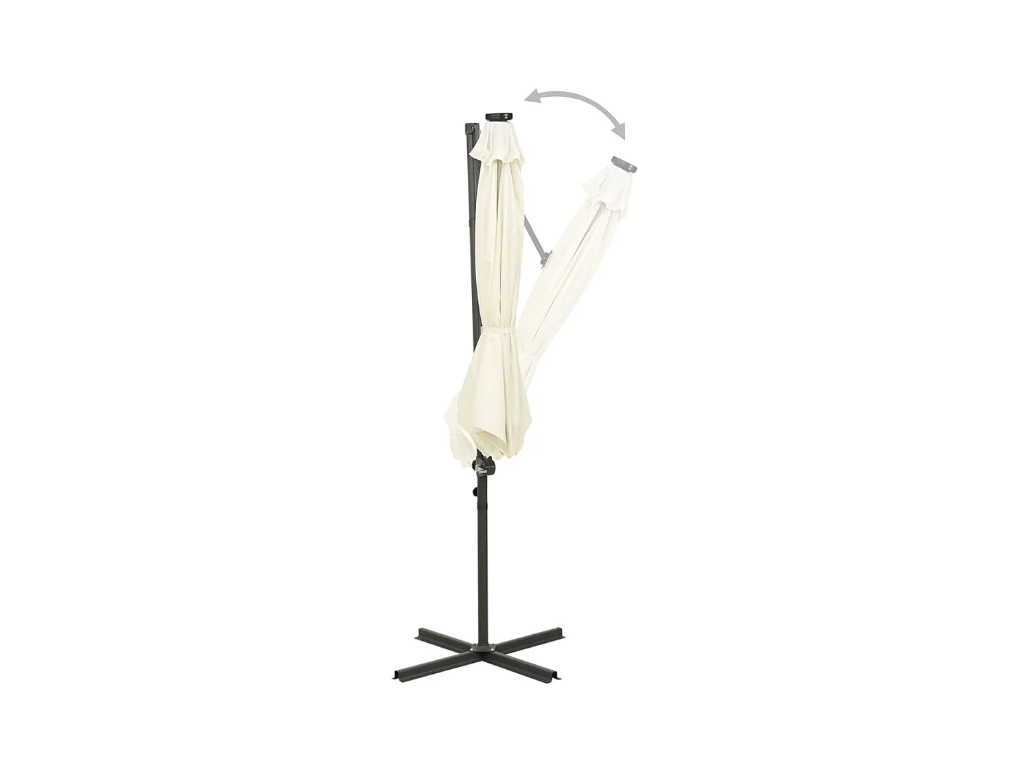 Parasol déporté avec mât et lumières LED Sable 300cm 3