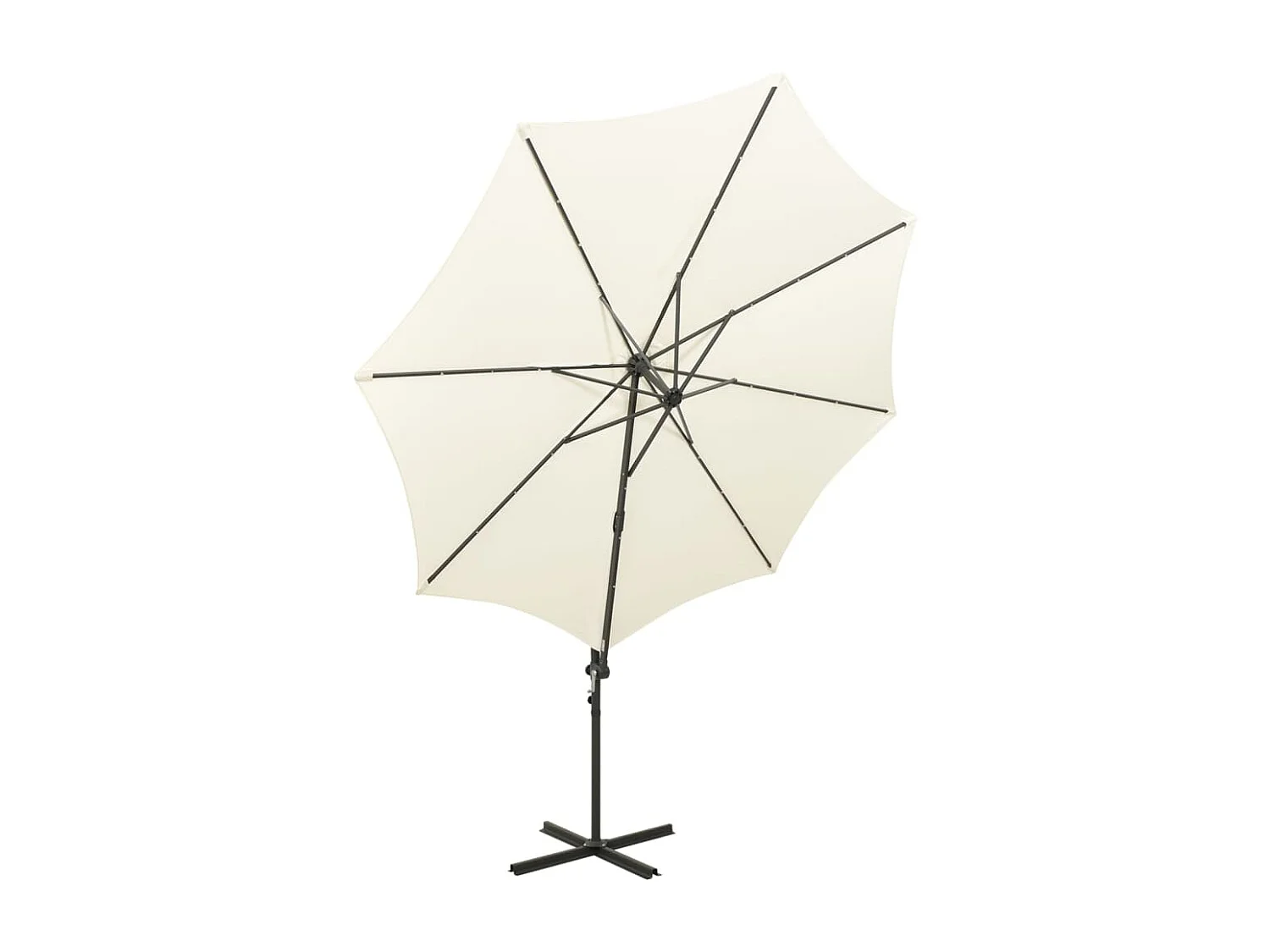 Parasol déporté avec mât et lumières LED Sable 300cm 3