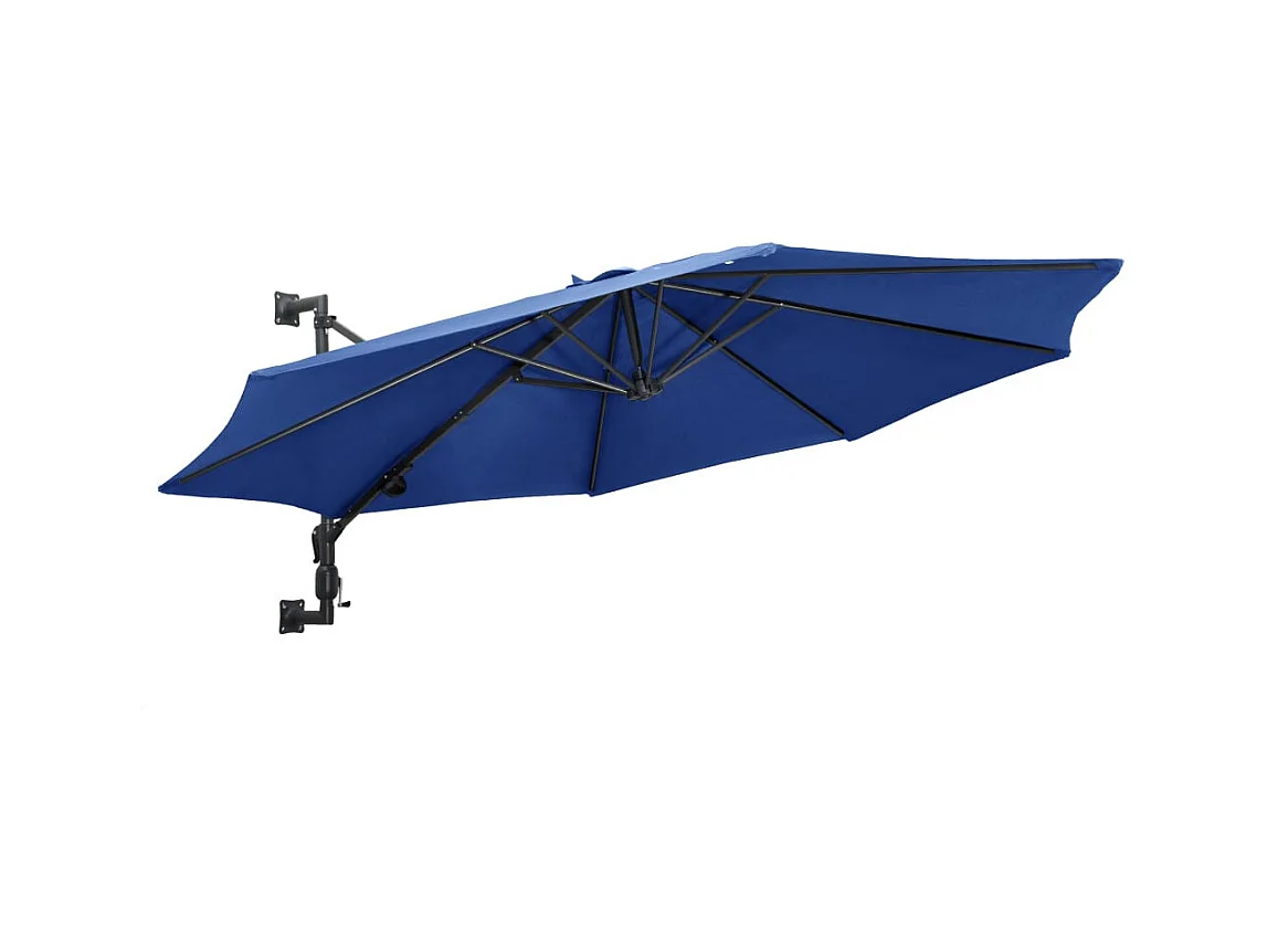 Parasol mural avec mât métallique 300cm Bleu