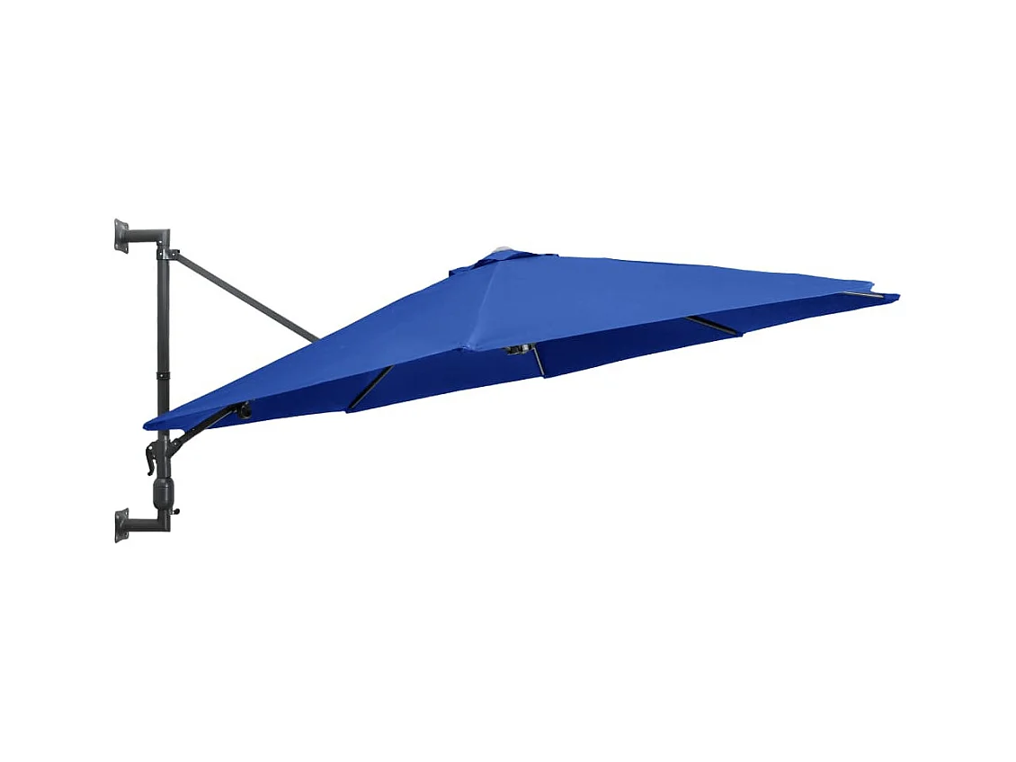 Parasol mural avec mât métallique 300cm Bleu