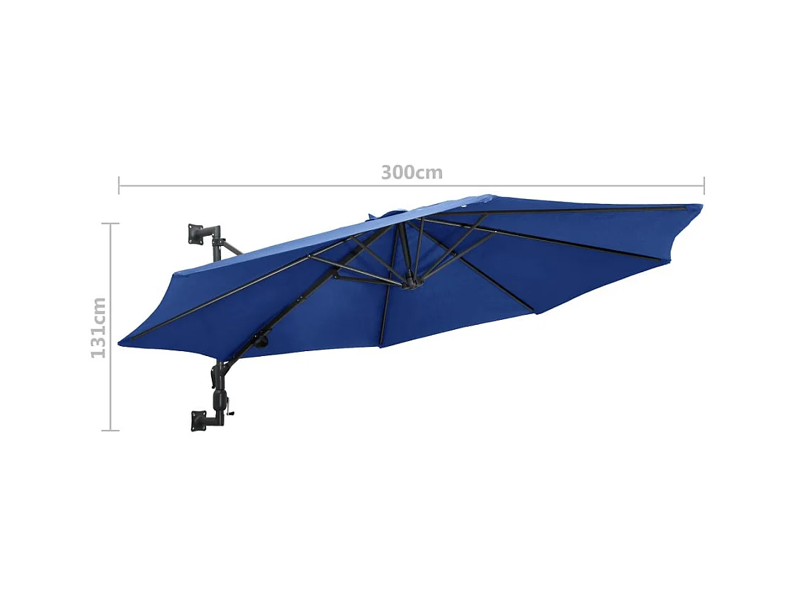 Parasol mural avec mât métallique 300cm Bleu