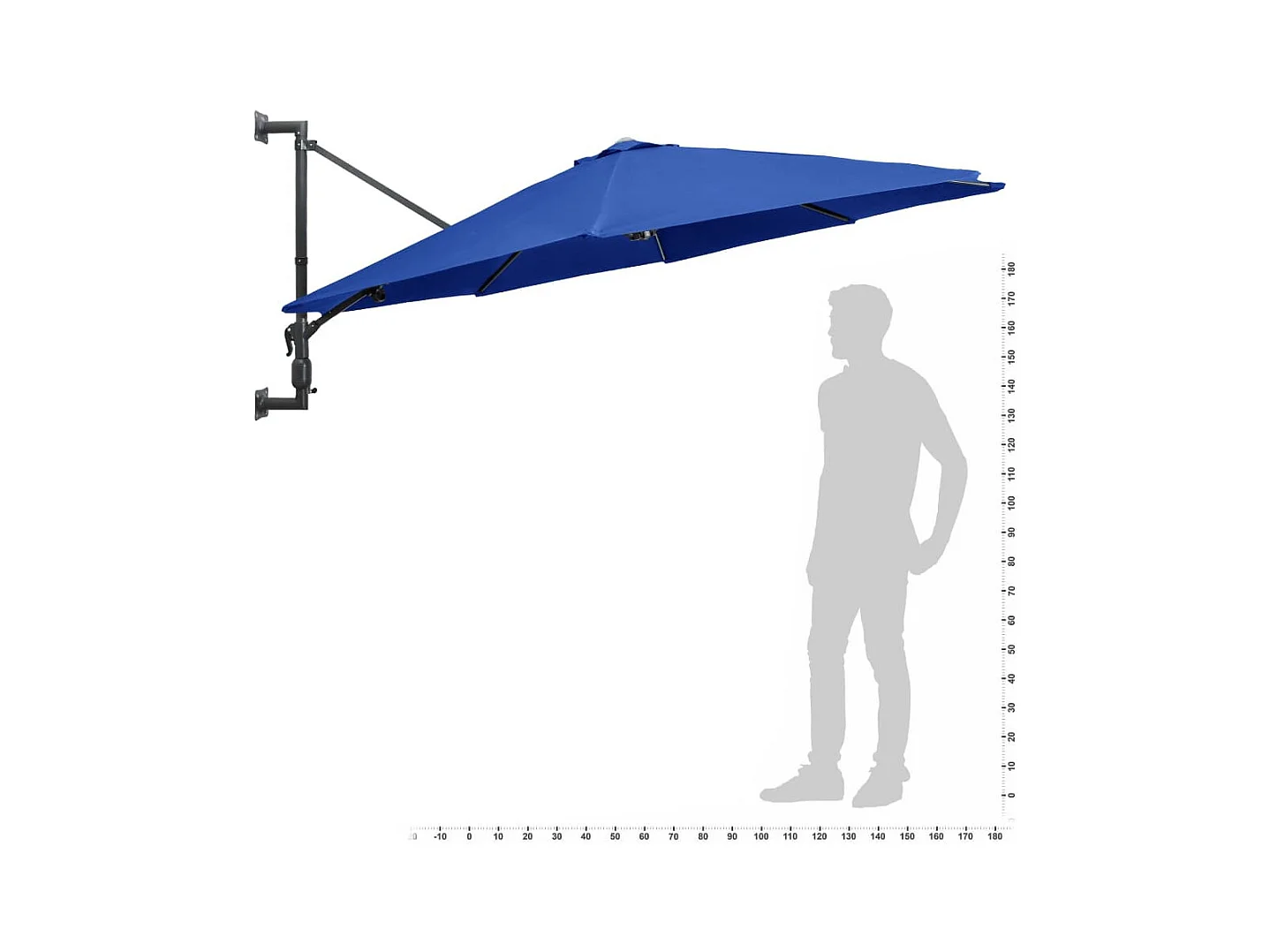 Parasol mural avec mât métallique 300cm Bleu
