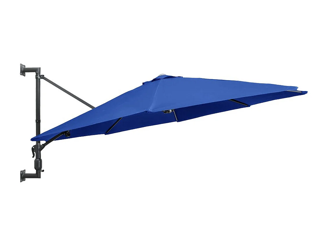 Parasol mural avec mât métallique 300cm Bleu