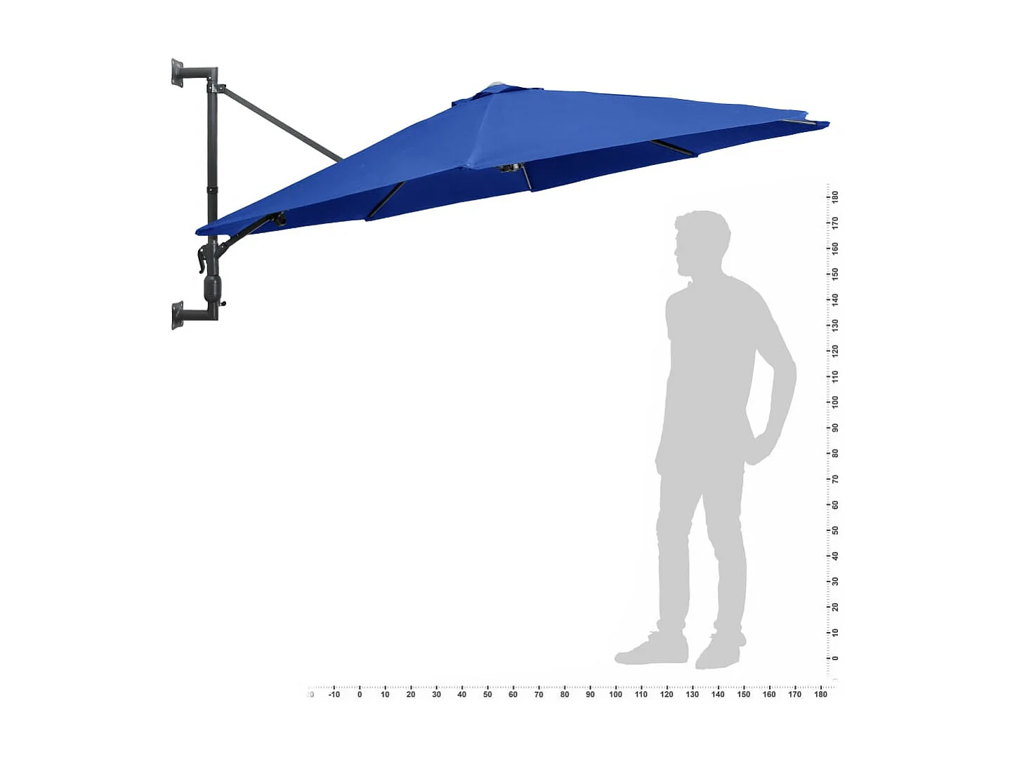 Parasol mural avec mât métallique 300cm Bleu