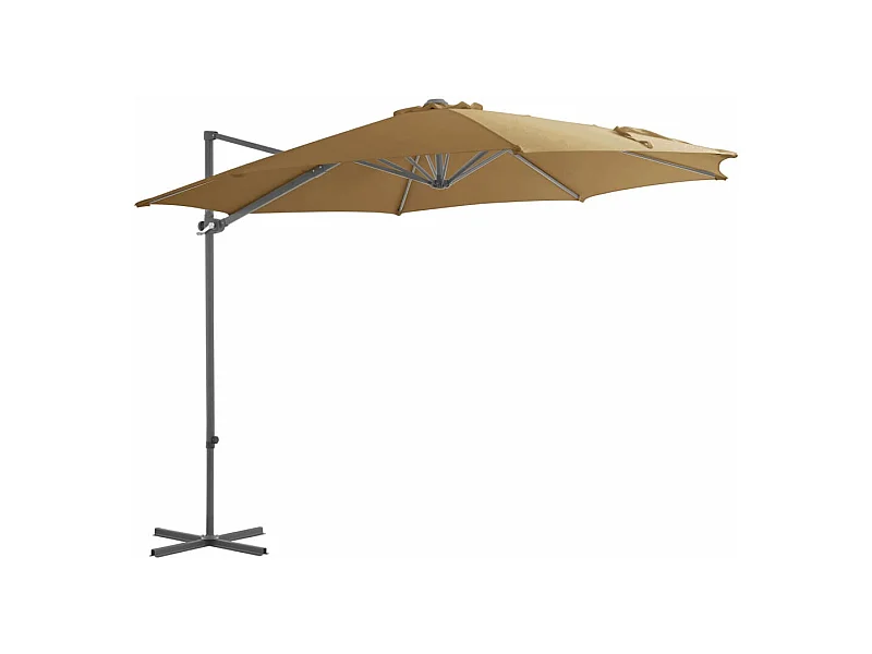 Parasol en porte-à-faux avec mât en acier Taupe 300cm