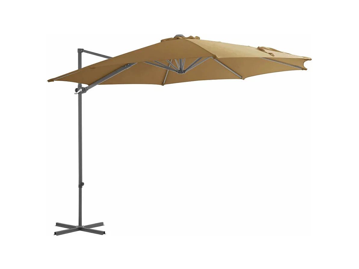 Parasol en porte-à-faux avec mât en acier Taupe 300cm