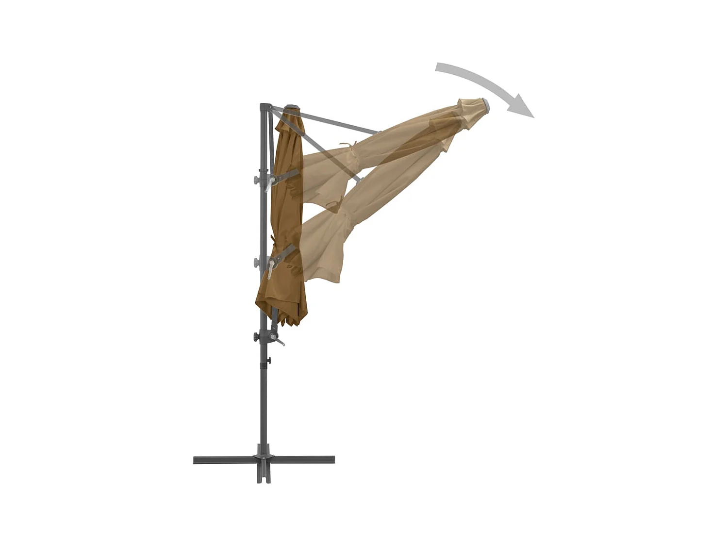 Parasol en porte-à-faux avec mât en acier Taupe 300cm