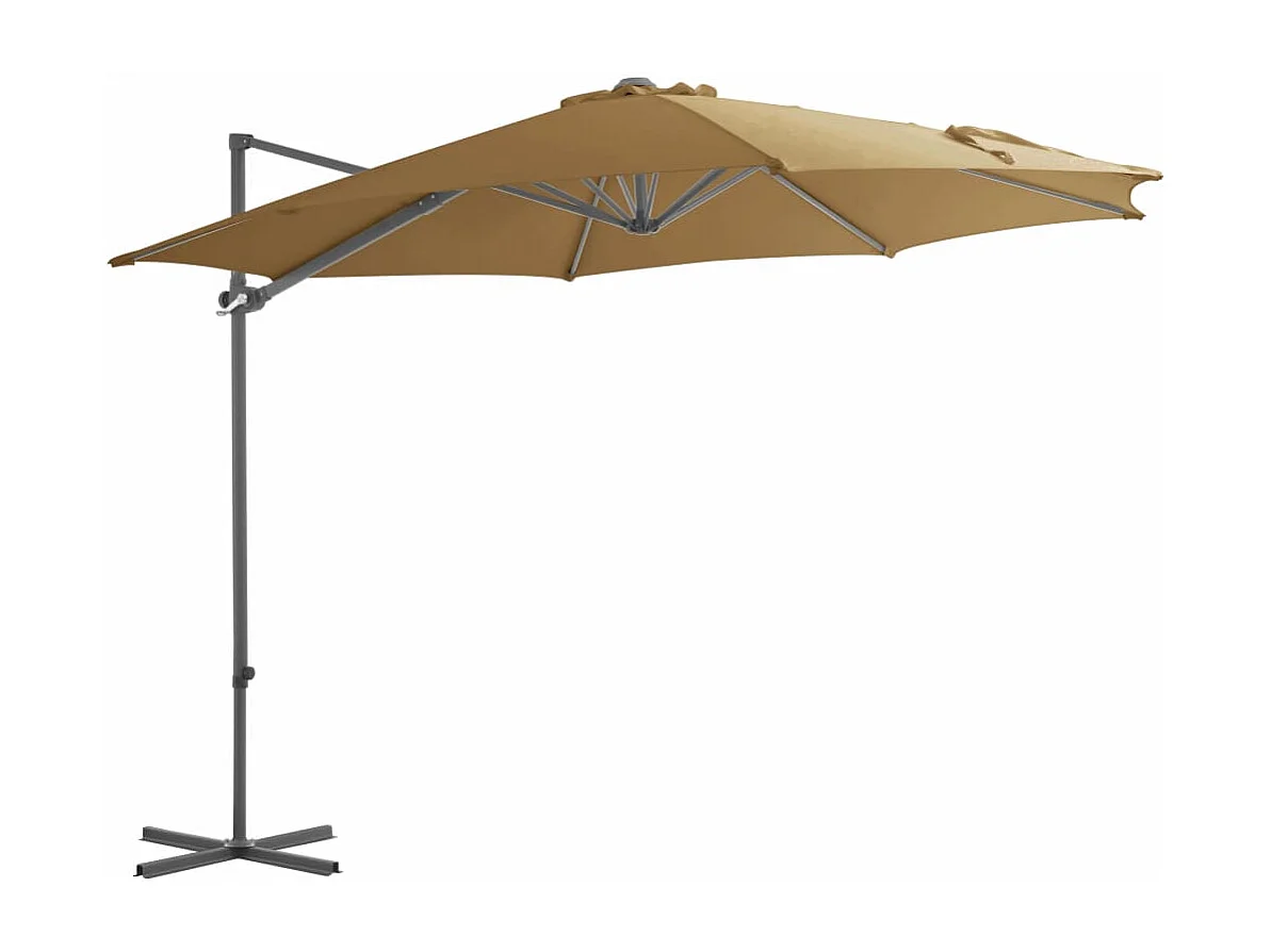 Parasol en porte-à-faux avec mât en acier Taupe 300cm
