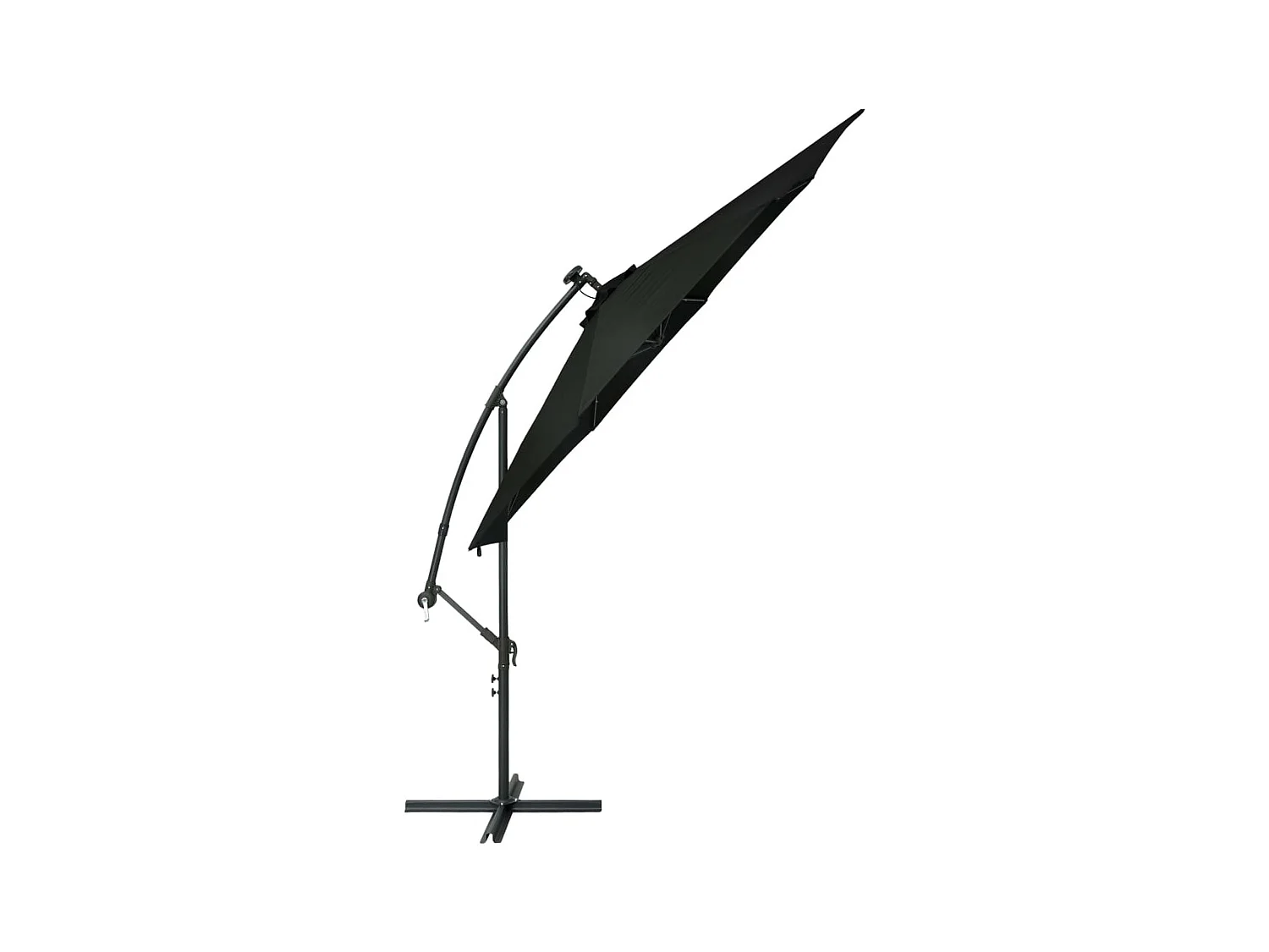 Parasol déporté à LED et mât en acier 300cm Noir