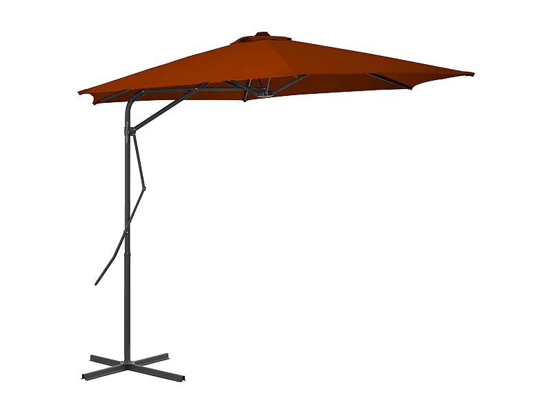 Parasol d'extérieur déporté avec mât en acier Terre cuite 300x230