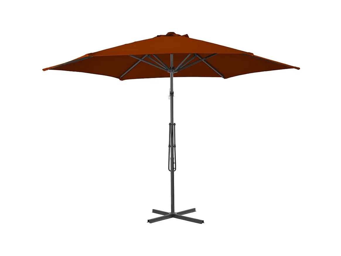 Parasol d'extérieur déporté avec mât en acier Terre cuite 300x230