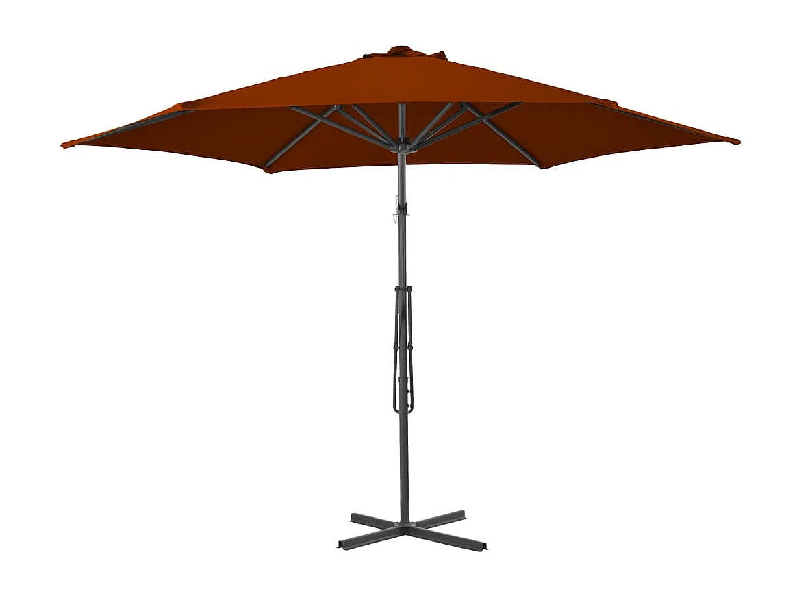 Parasol d'extérieur déporté avec mât en acier Terre cuite 300x230