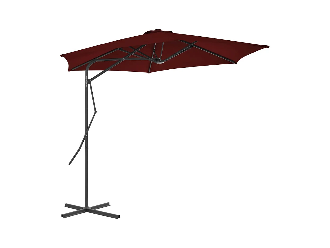 Parasol d'extérieur déporté avec mât en acier Rouge bordeaux 300x230