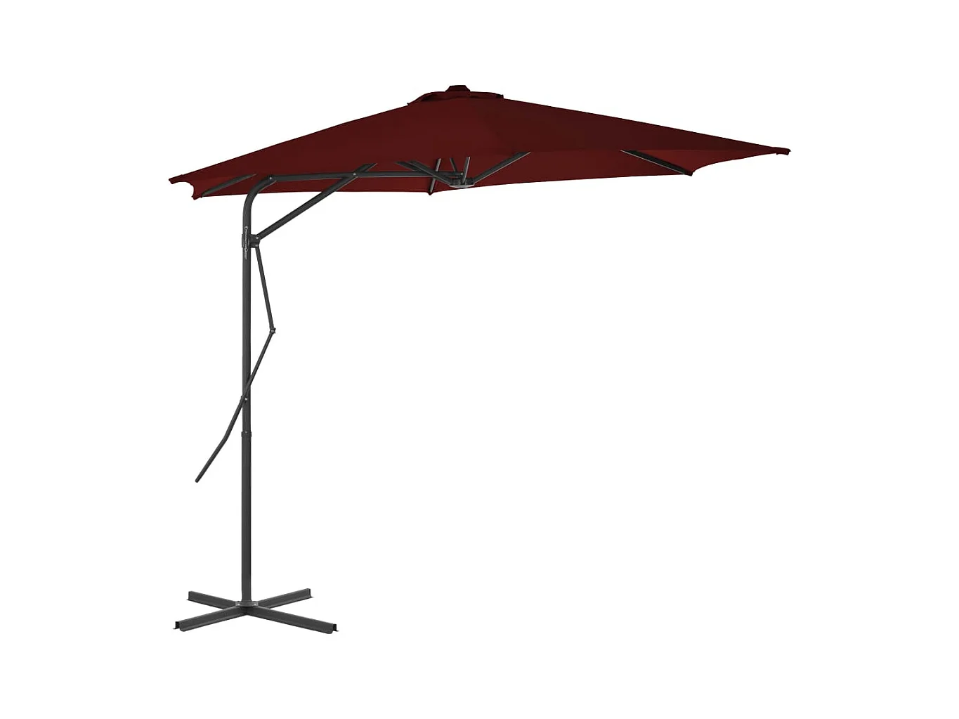Parasol d'extérieur déporté avec mât en acier Rouge bordeaux 300x230