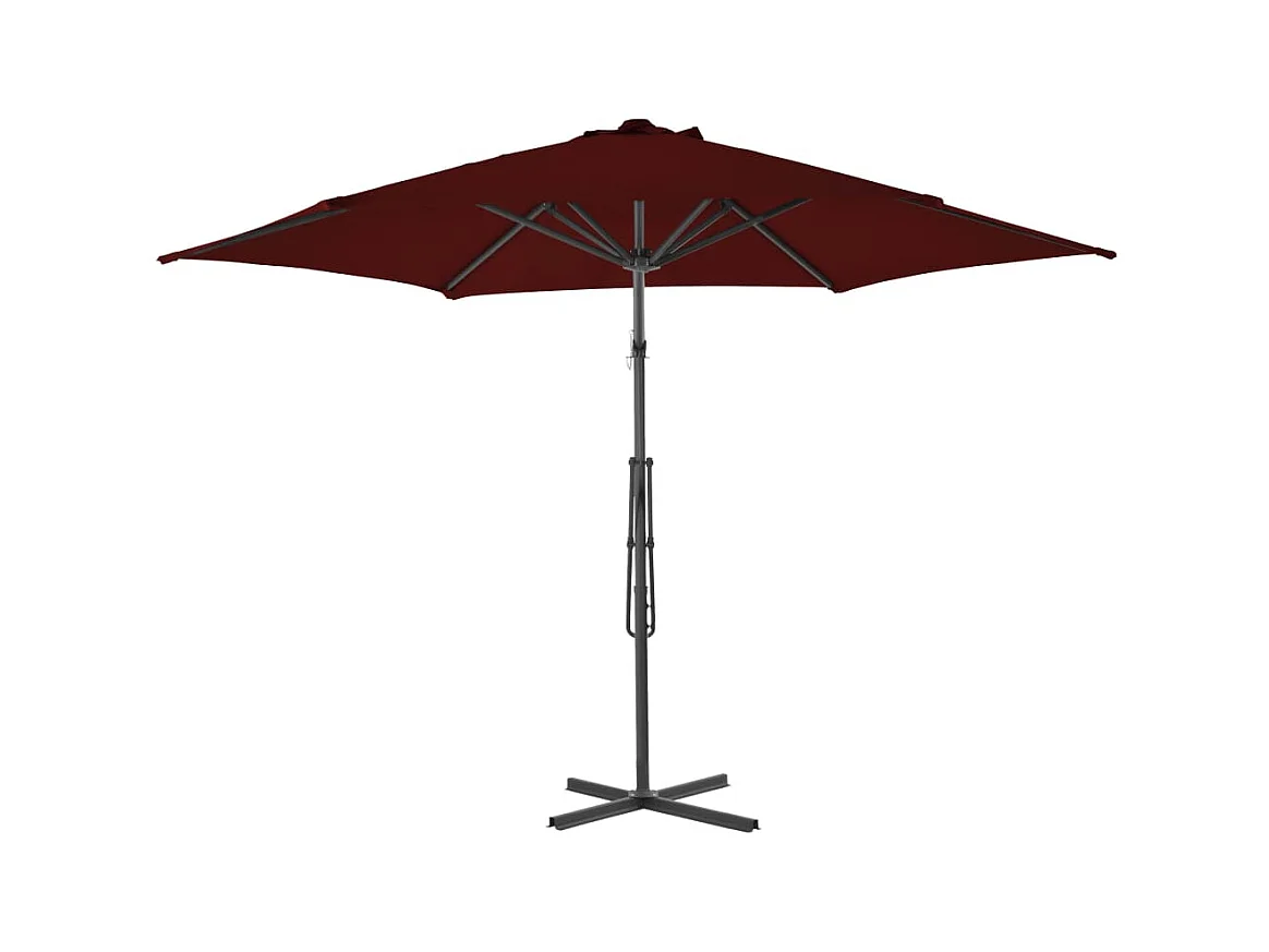 Parasol d'extérieur déporté avec mât en acier Rouge bordeaux 300x230