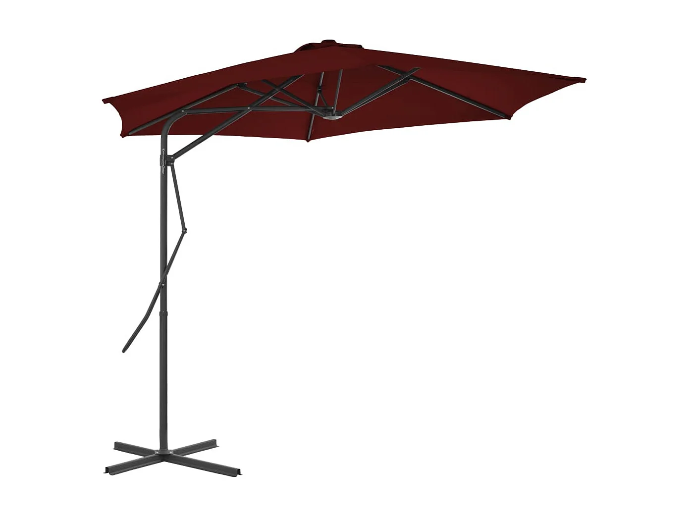 Parasol d'extérieur déporté avec mât en acier Rouge bordeaux 300x230