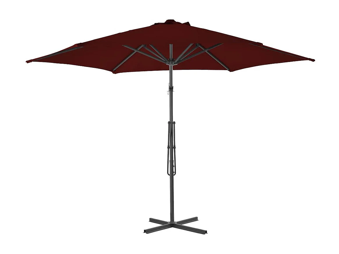 Parasol d'extérieur déporté avec mât en acier Rouge bordeaux 300x230