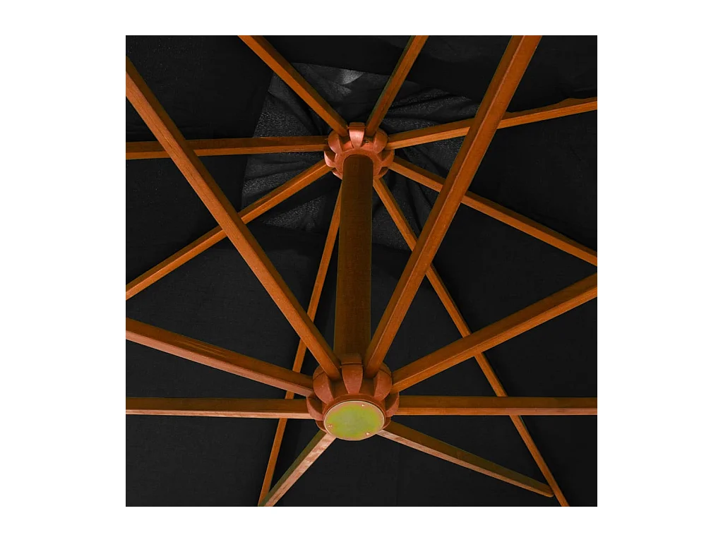 Parasol suspendu avec mât Noir 3x3 m Bois de sapin massif