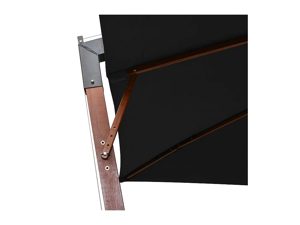 Parasol suspendu avec mât Noir 3x3 m Bois de sapin massif