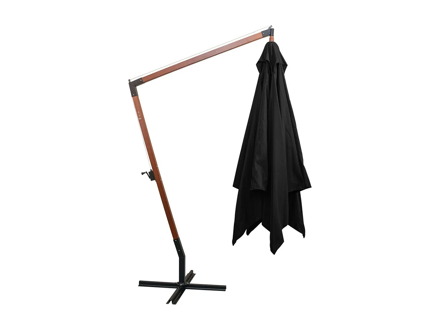 Parasol suspendu avec mât Noir 3x3 m Bois de sapin massif