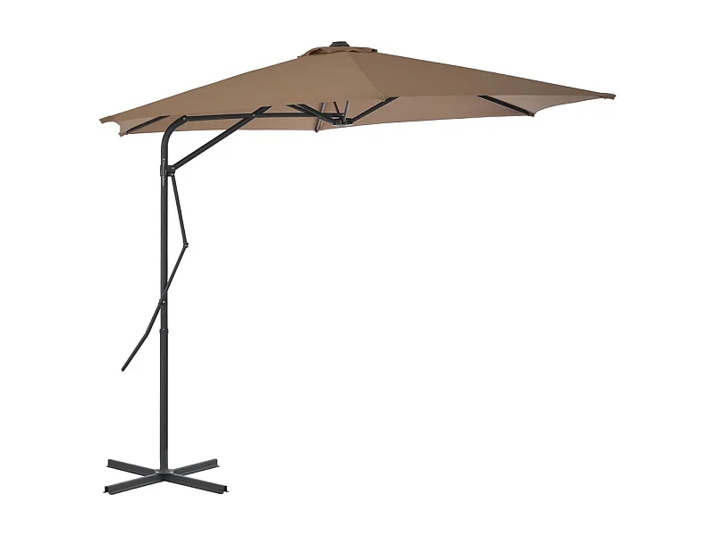 Parasol d'extérieur déporté avec poteau en acier 300cm Taupe