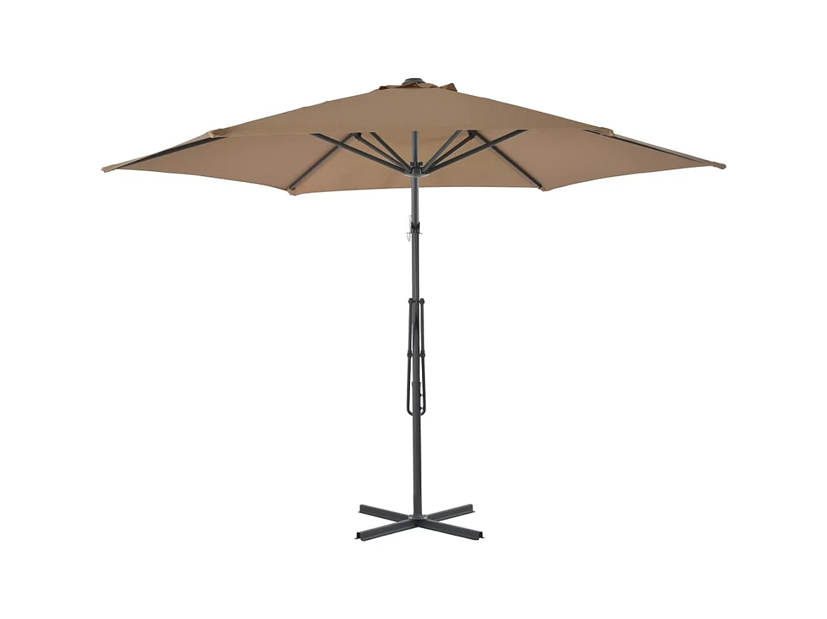 Parasol d'extérieur déporté avec poteau en acier 300cm Taupe