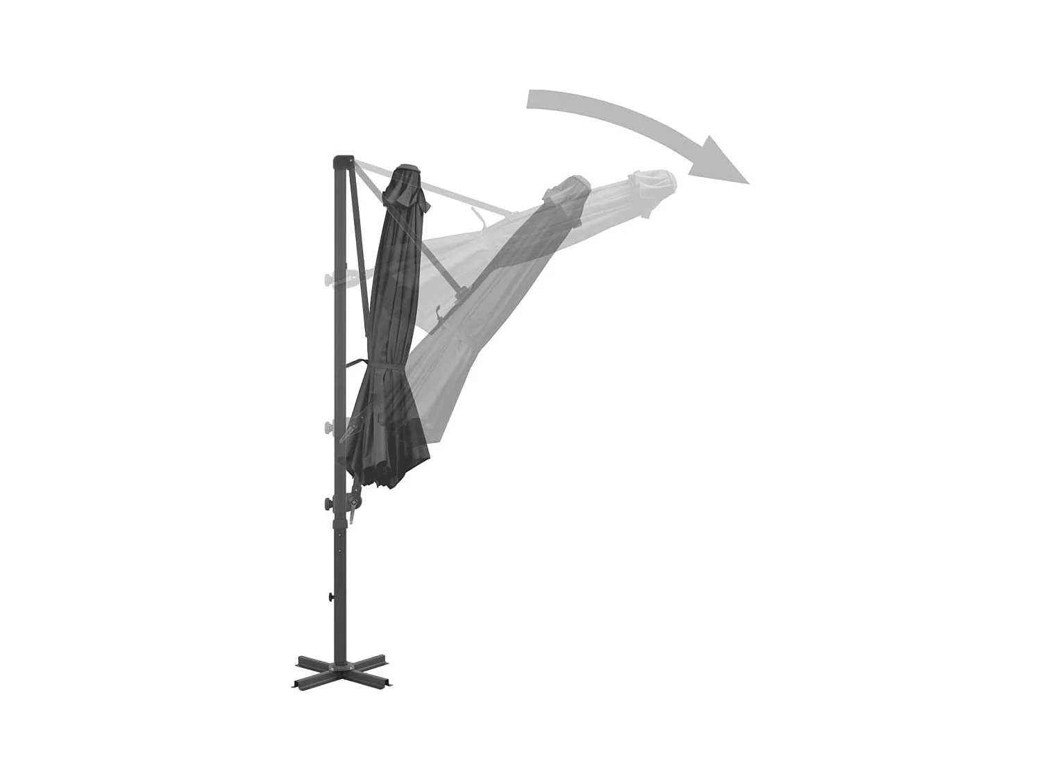 Parasol en porte-à-faux et poteau en aluminium 300cm Anthracite