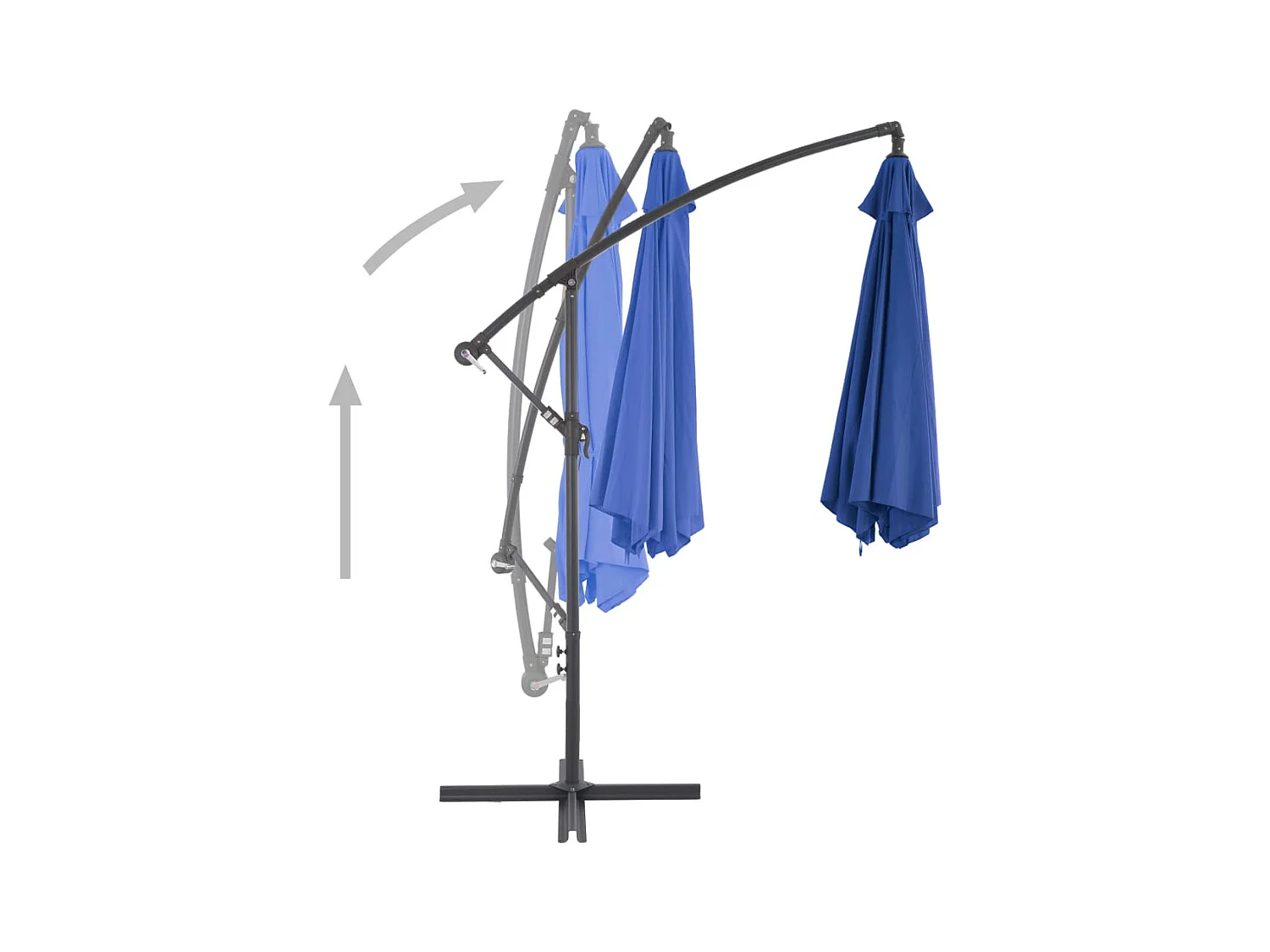 Parasol déporté avec mât en aluminium 300cm Bleu