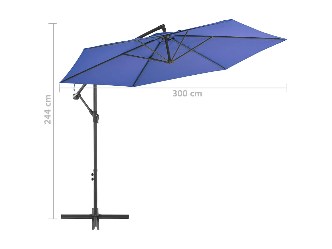 Parasol déporté avec mât en aluminium 300cm Bleu
