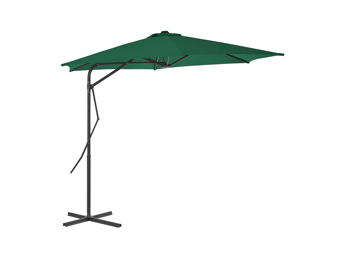 Parasol d'extérieur déporté avec mât en acier 300cm Vert