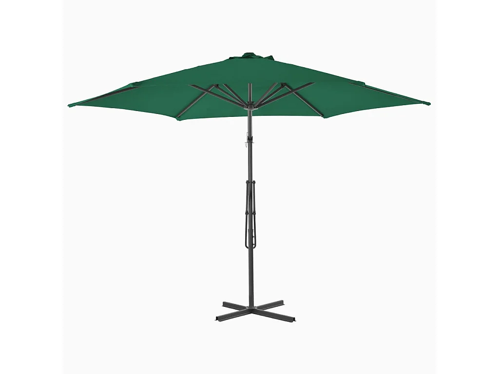 Parasol d'extérieur déporté avec mât en acier 300cm Vert