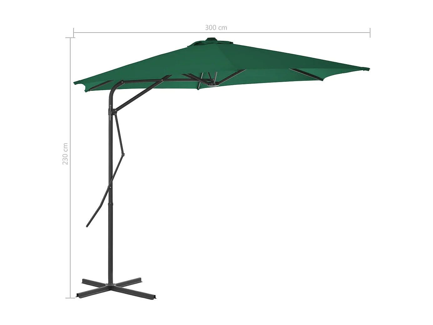 Parasol d'extérieur déporté avec mât en acier 300cm Vert
