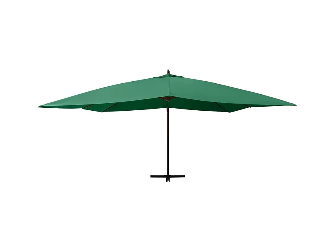 Parasol en porte-à-faux avec mât en bois 400x300 Vert