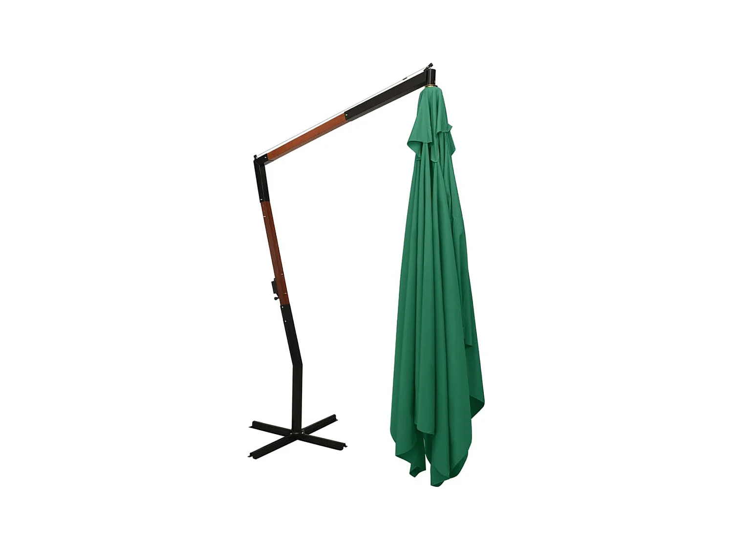 Parasol en porte-à-faux avec mât en bois 400x300 Vert