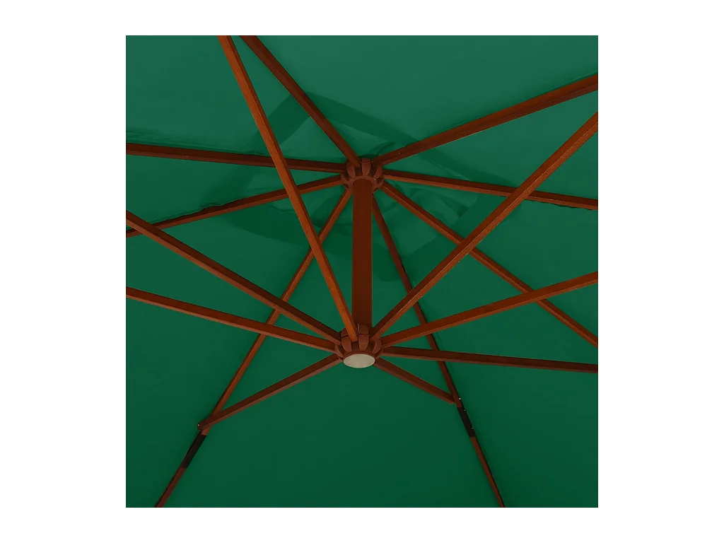 Parasol en porte-à-faux avec mât en bois 400x300 Vert
