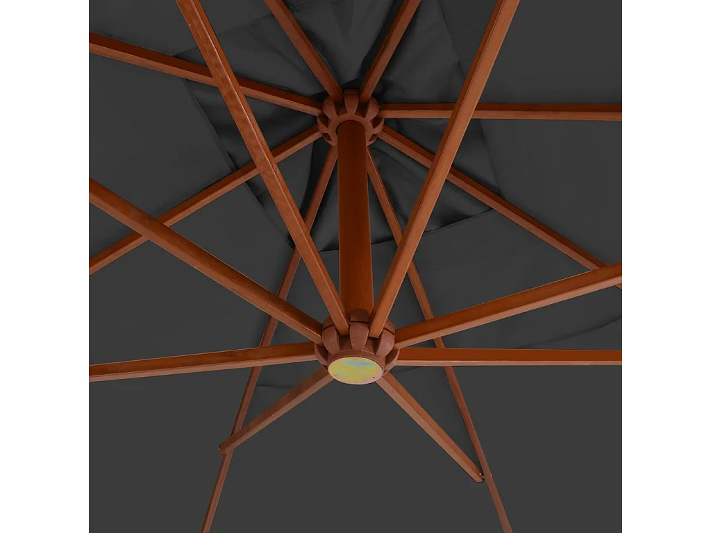 Parasol en porte-à-faux avec mât en bois 400x300 Anthracite