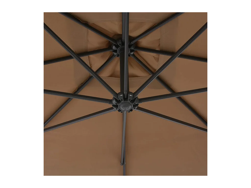 Parasol en porte-à-feux avec poteau en acier 300cm Taupe