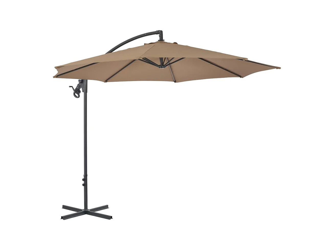 Parasol en porte-à-feux avec poteau en acier 300cm Taupe