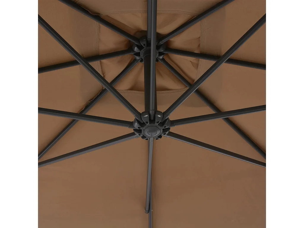 Parasol en porte-à-feux avec poteau en acier 300cm Taupe