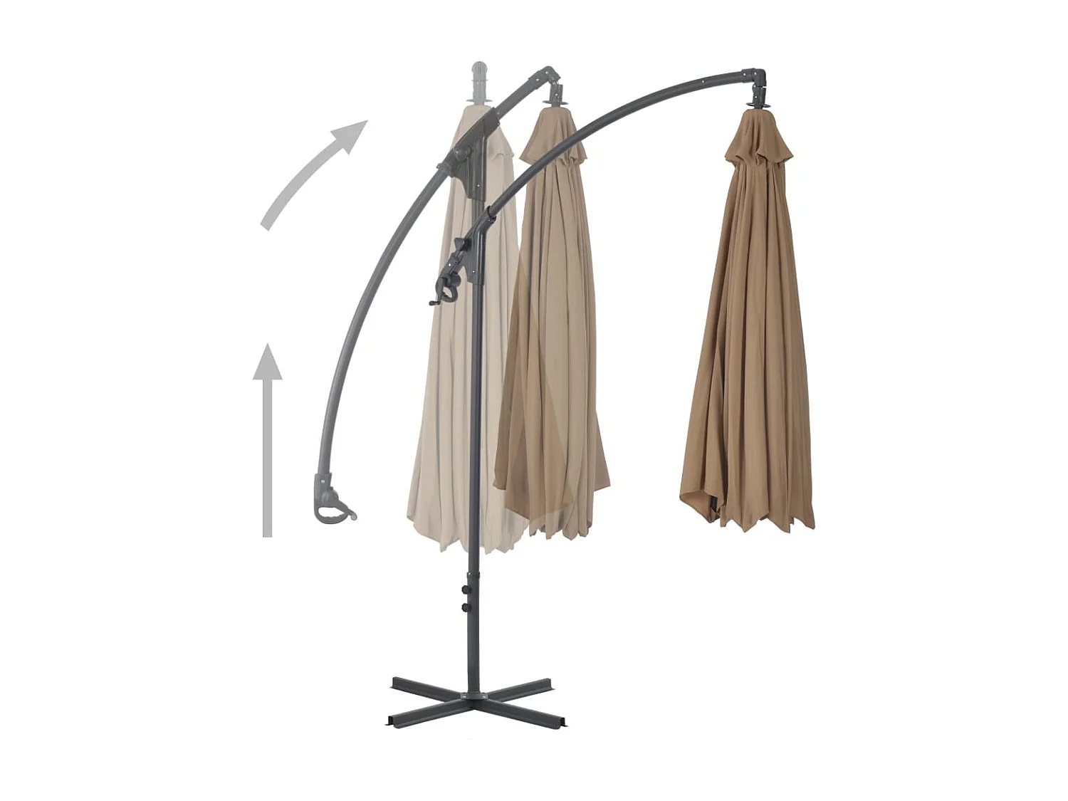 Parasol en porte-à-feux avec poteau en acier 300cm Taupe