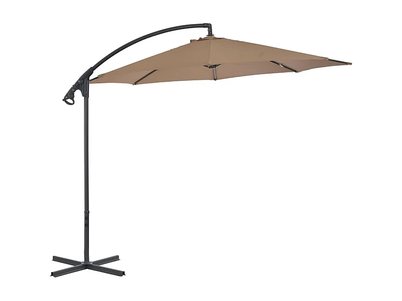 Parasol en porte-à-feux avec poteau en acier 300cm Taupe