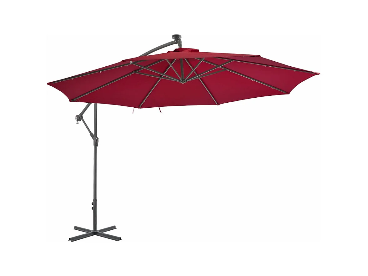 Parasol en porte-à-faux avec mât en aluminium 350cm Bordeaux